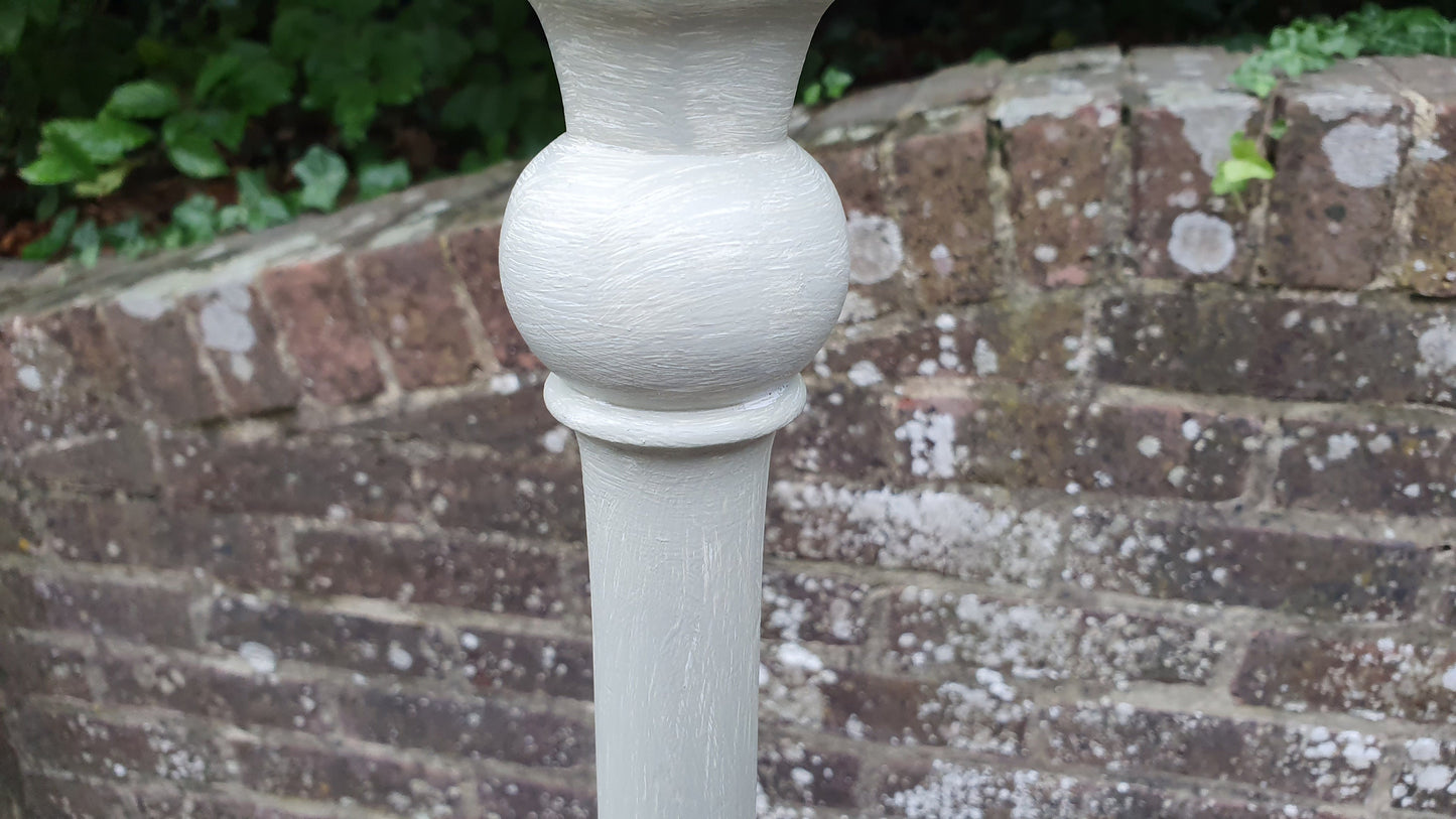 Vintage Painted Shabby Chic Standard Lamp Turned and Fluted ‘Washed’ in Farrow and Ball French Gray It is 1950’s or 60’s