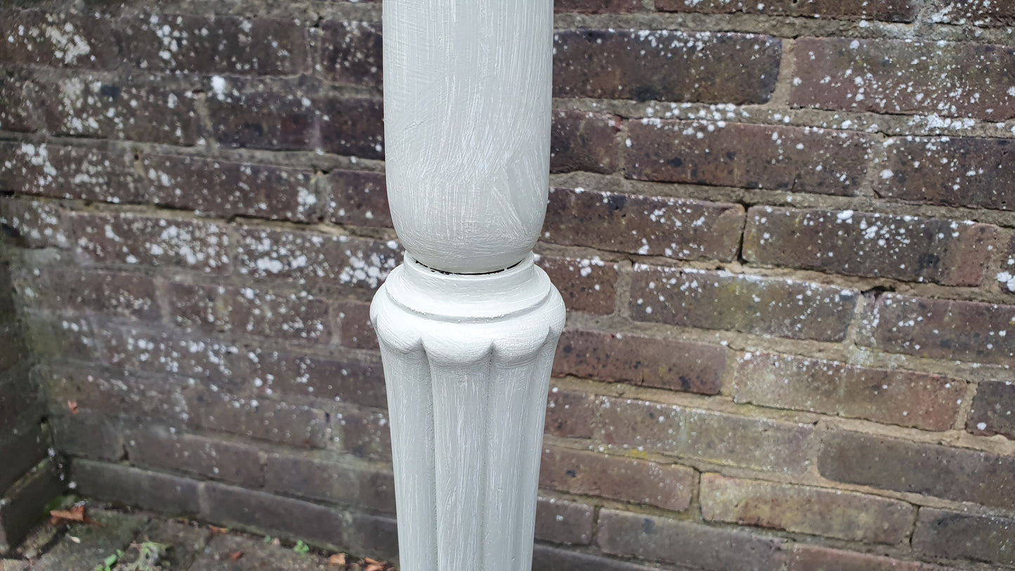 Vintage Painted Shabby Chic Standard Lamp Turned and Fluted ‘Washed’ in Farrow and Ball French Gray It is 1950’s or 60’s