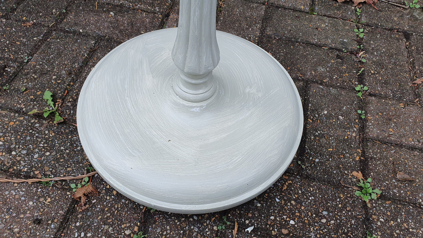 Vintage Painted Shabby Chic Standard Lamp Turned and Fluted ‘Washed’ in Farrow and Ball French Gray It is 1950’s or 60’s