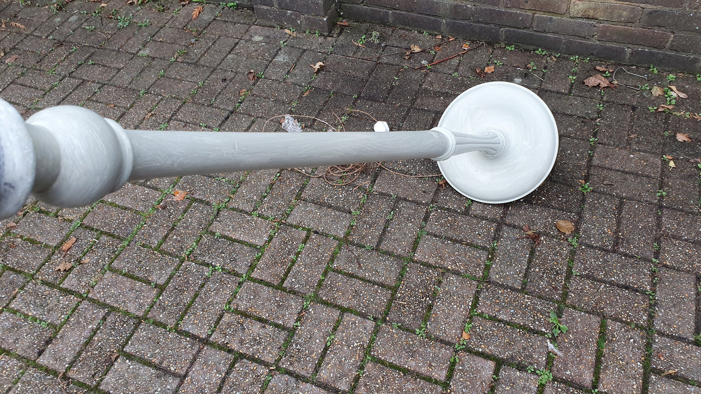 Vintage Painted Shabby Chic Standard Lamp Turned and Fluted ‘Washed’ in Farrow and Ball French Gray It is 1950’s or 60’s