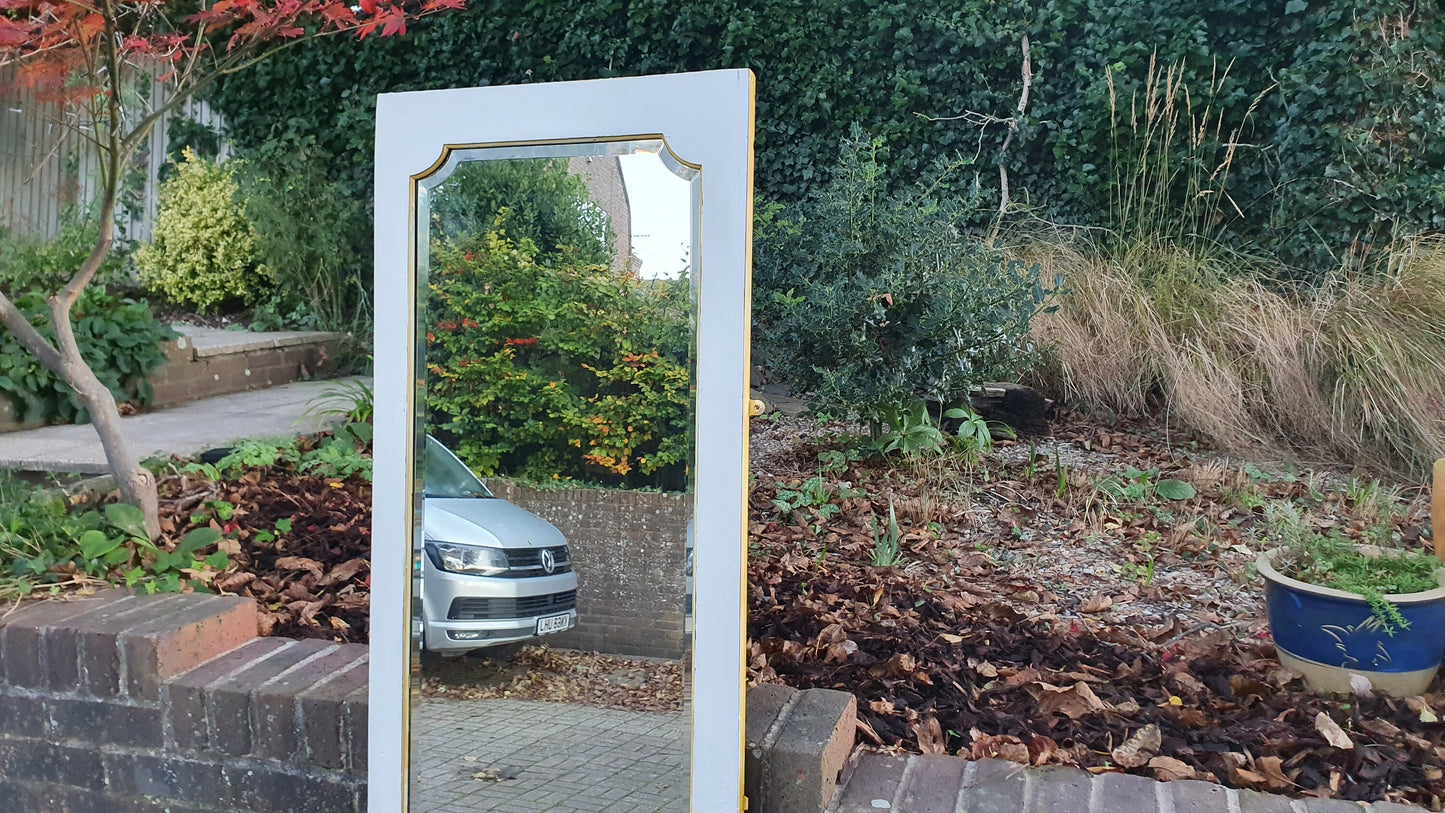 Massive Full Length Mirror Huge Bespoke Converted Edwardian Wardrobe Door Farrow and Ball Gold Highlights