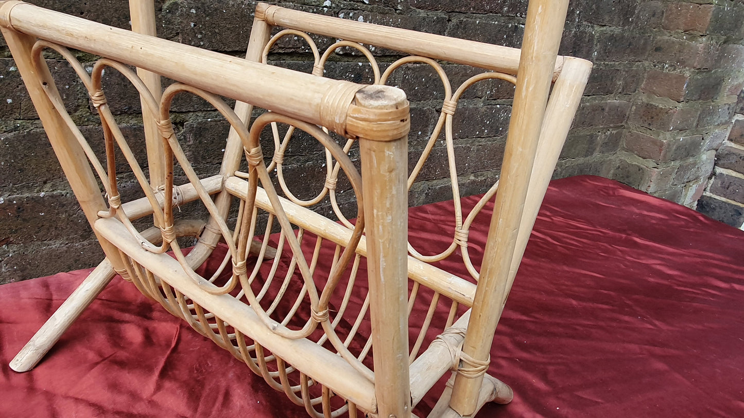 Vintage Bamboo Age Worn Vintage Magazine Rack Home and Garden