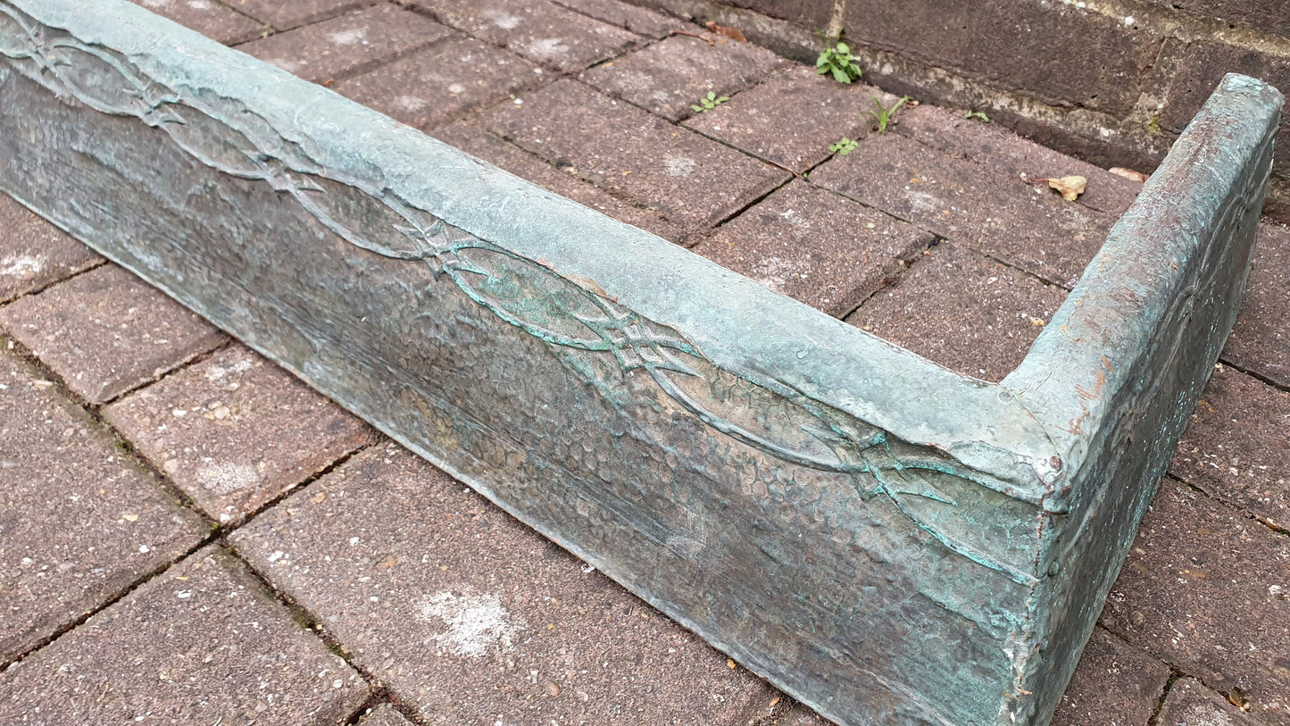 Large Vintage Copper Fireplace Fender Fire Curb Oxidised