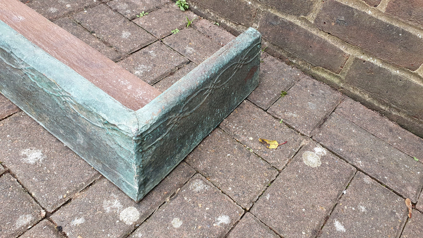 Large Vintage Copper Fireplace Fender Fire Curb Oxidised