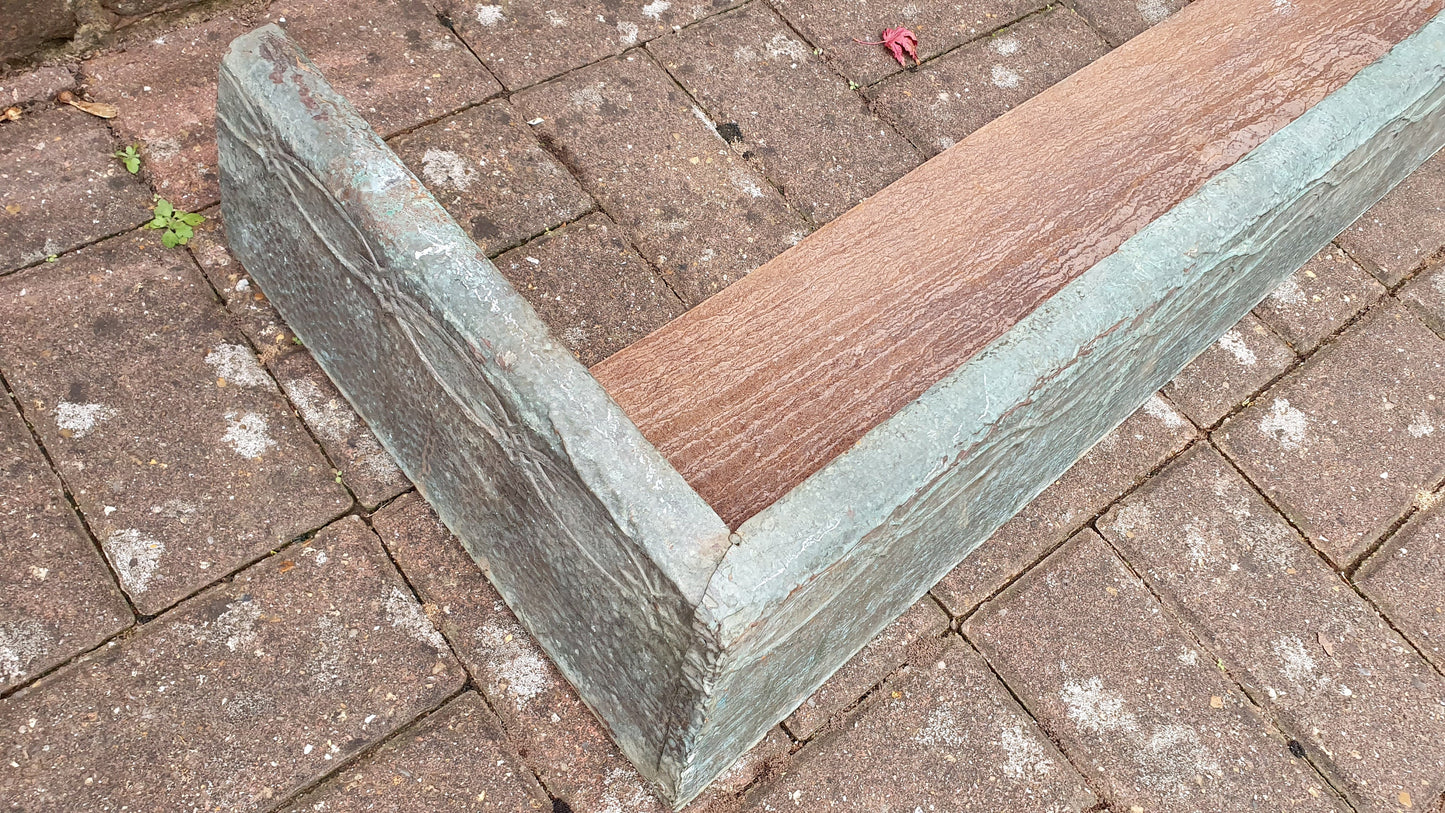Large Vintage Copper Fireplace Fender Fire Curb Oxidised