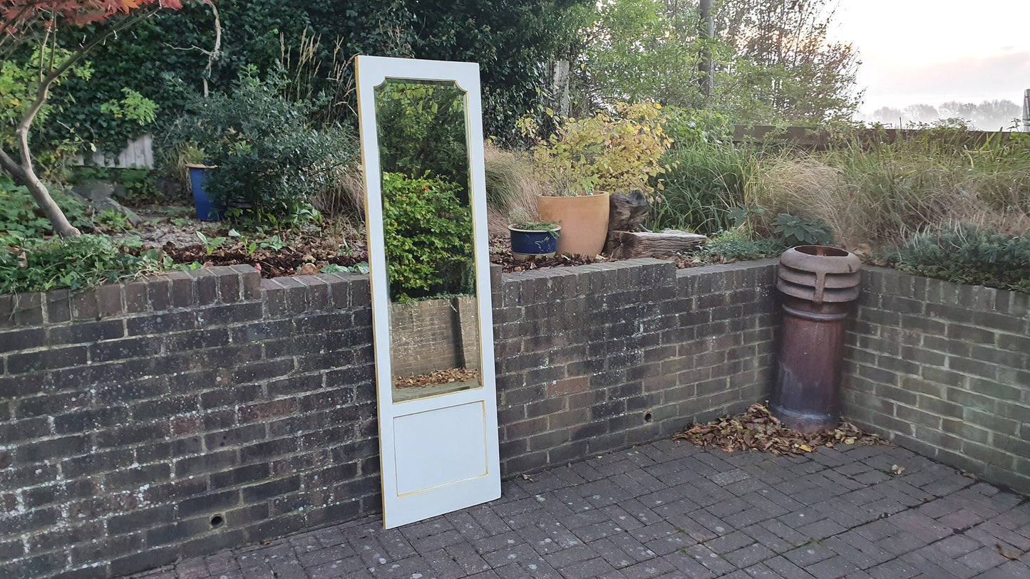 Massive Full Length Mirror Huge Bespoke Converted Edwardian Wardrobe Door Farrow and Ball Gold Highlights