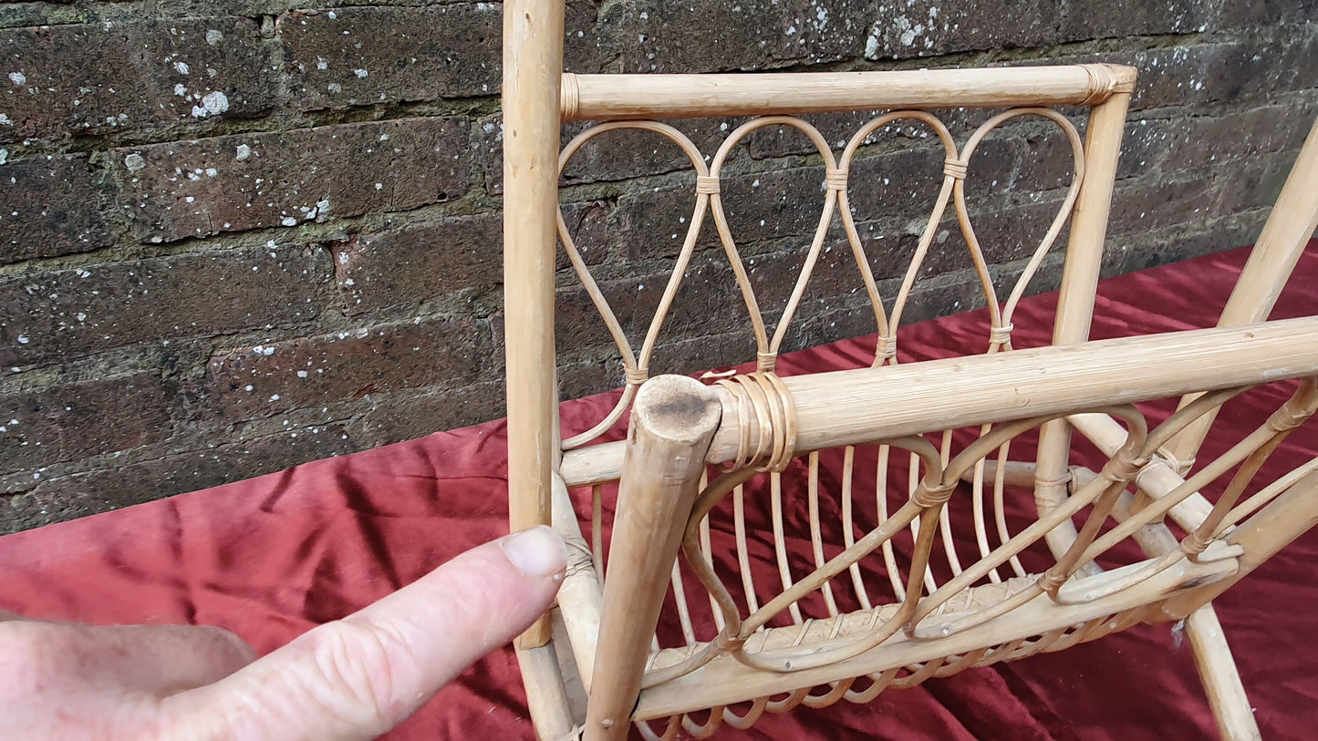 Vintage Bamboo Age Worn Vintage Magazine Rack Home and Garden