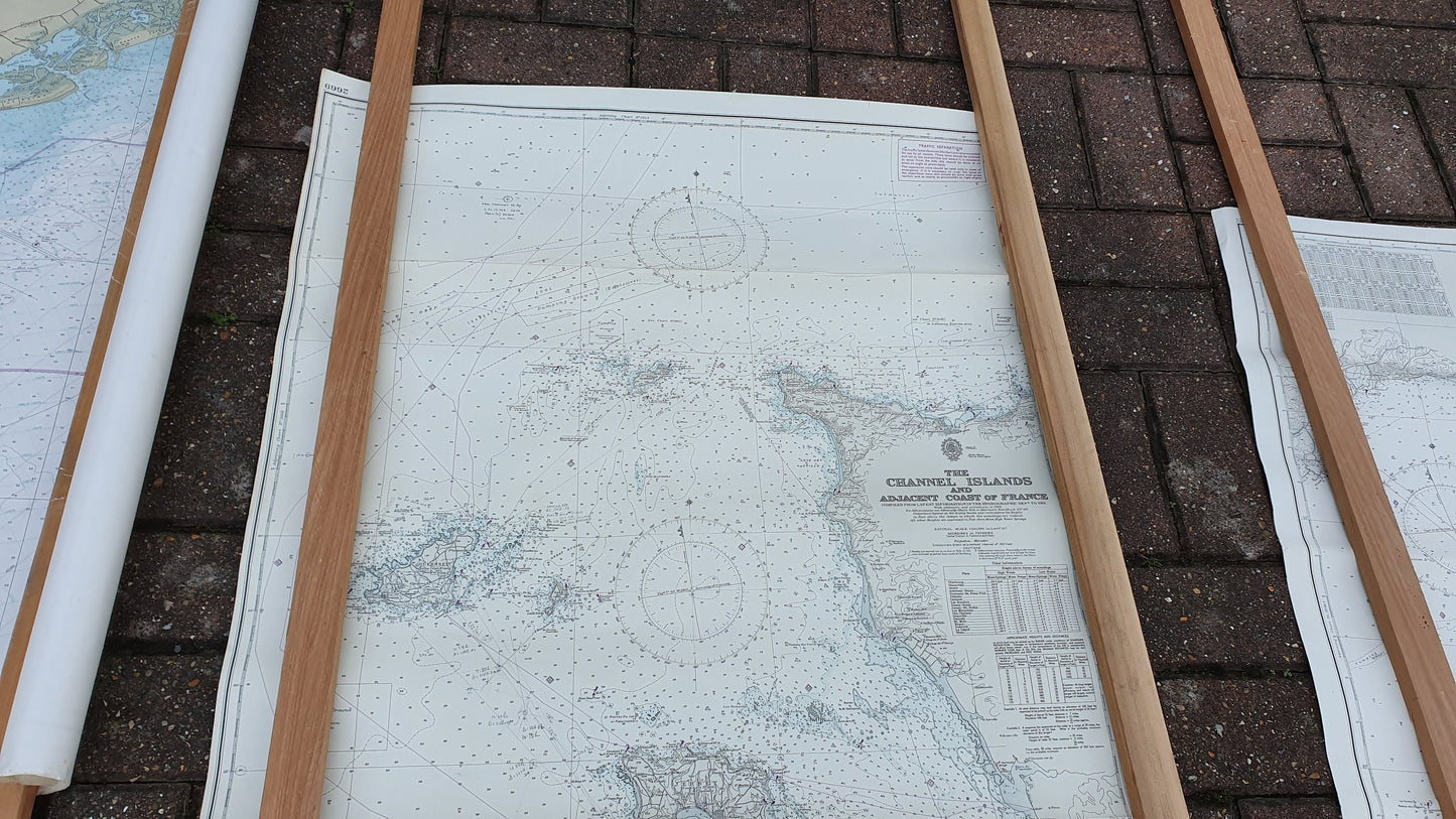 Six Nautical Charts Vintage Naval Sea Maps Navy English Channel South Coast England Sussex Kent Dorset etc.