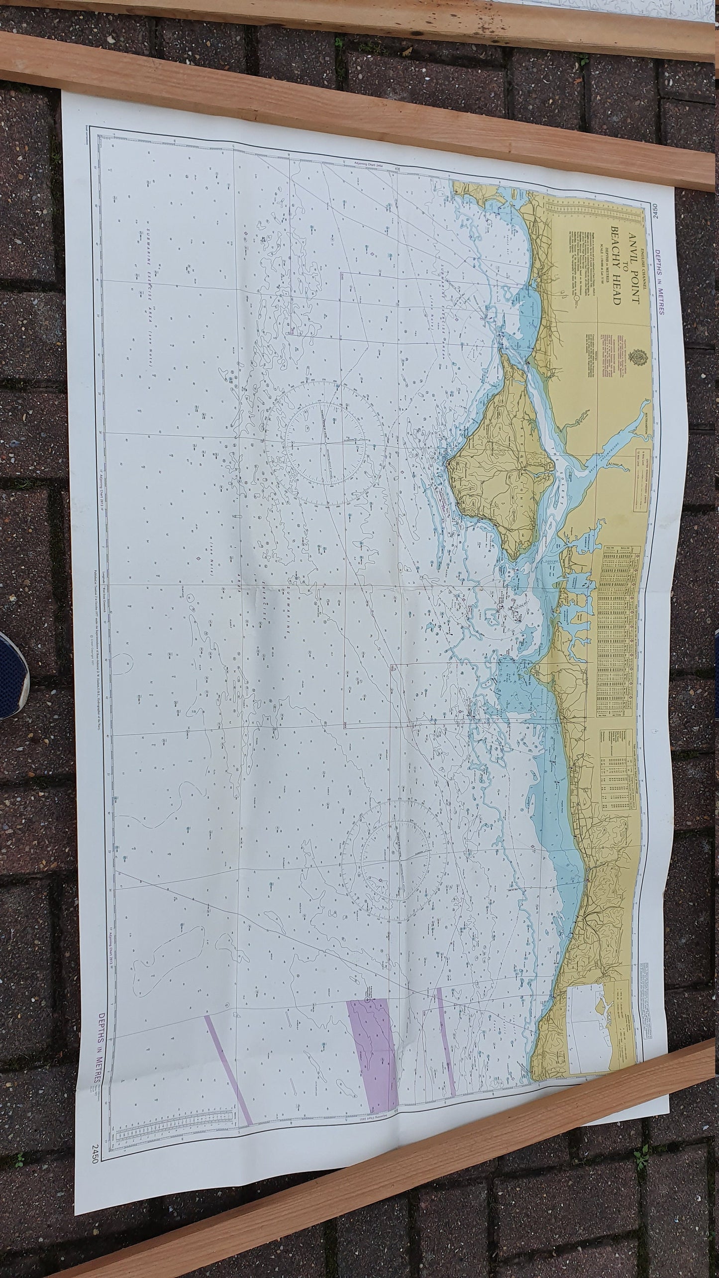 Six Nautical Charts Vintage Naval Sea Maps Navy English Channel South Coast England Sussex Kent Dorset etc.