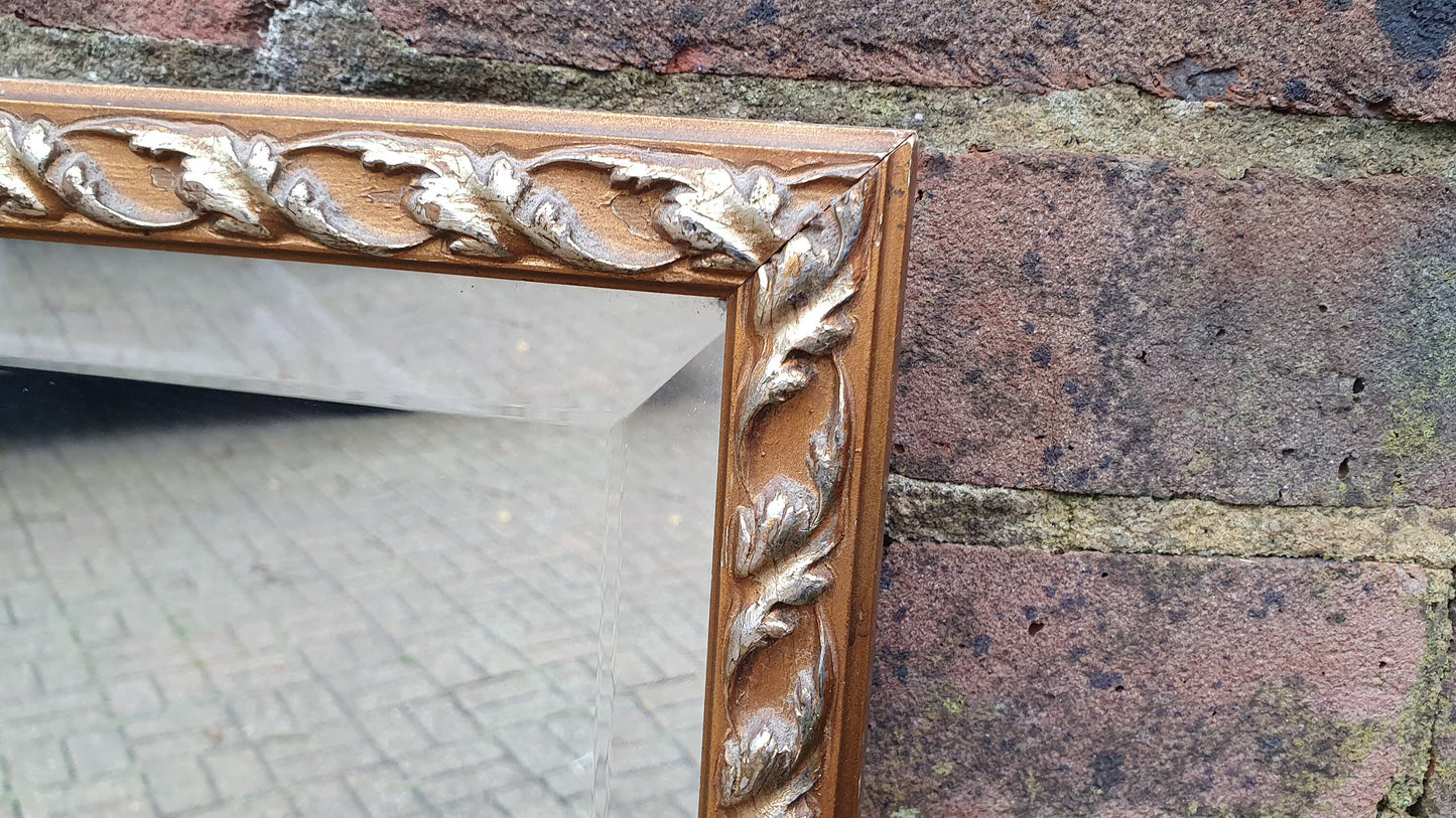 Large Vintage Gold Gilt Bevelled Wall Mirror 1970’s. 70.5 x 45 cm