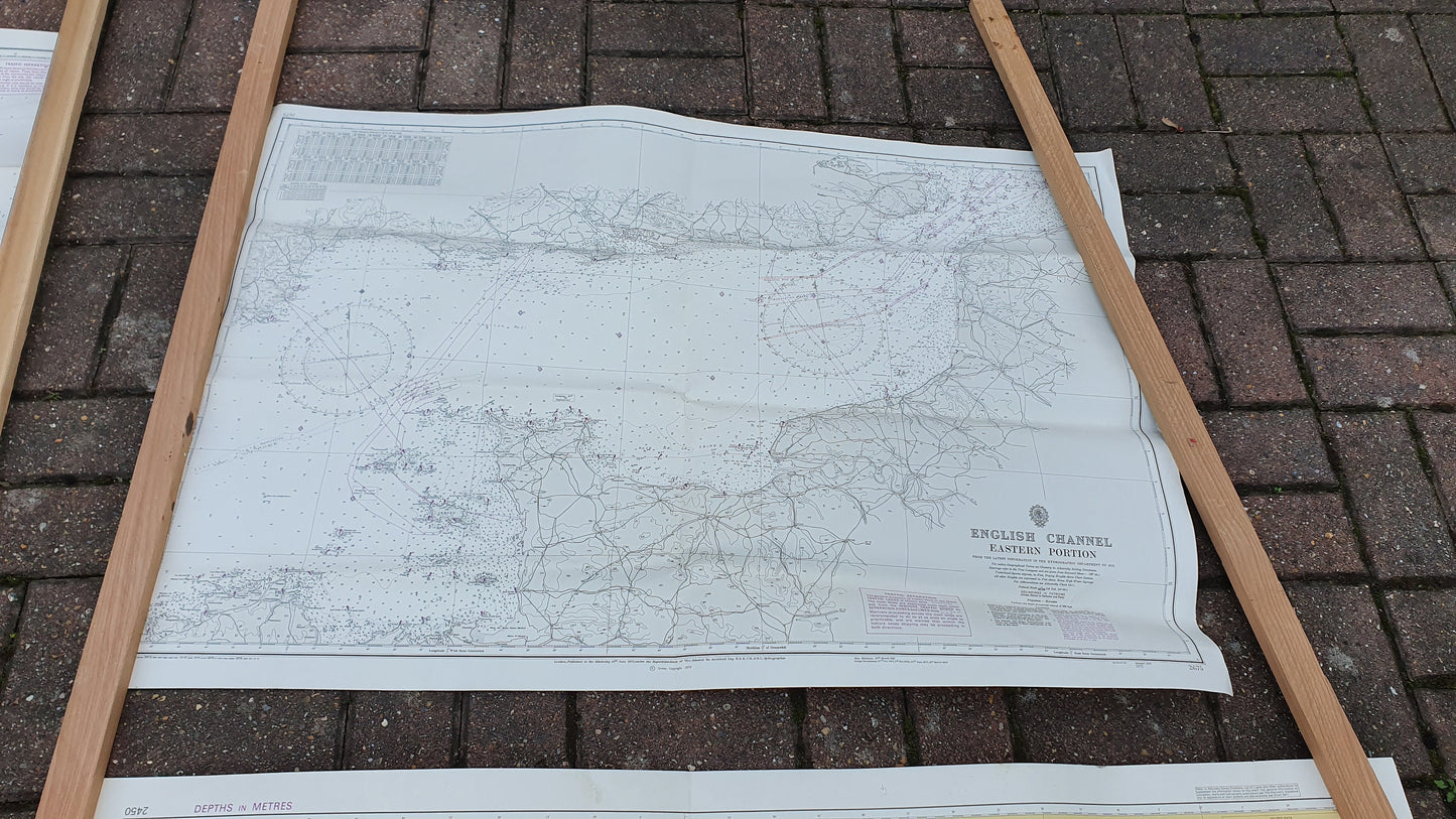 Six Nautical Charts Vintage Naval Sea Maps Navy English Channel South Coast England Sussex Kent Dorset etc.