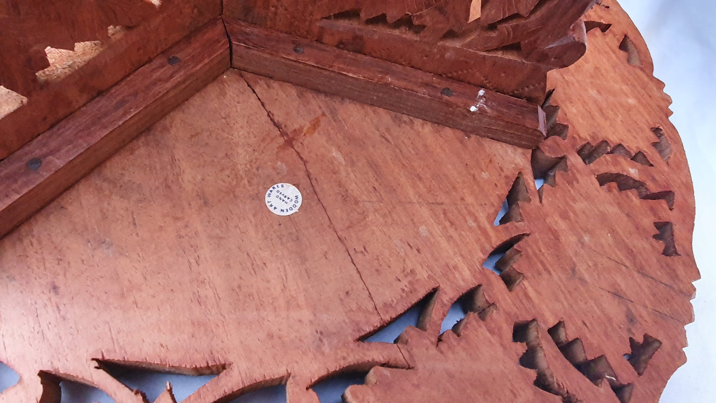 Vintage Carved Wooden Fold Up Coffee Occasional Table. Middle Far East. Foldaway