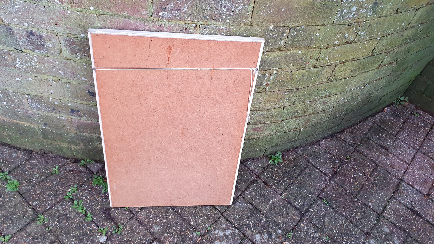 Painted White and Gold 1970’s Wall Mirror Rectangle