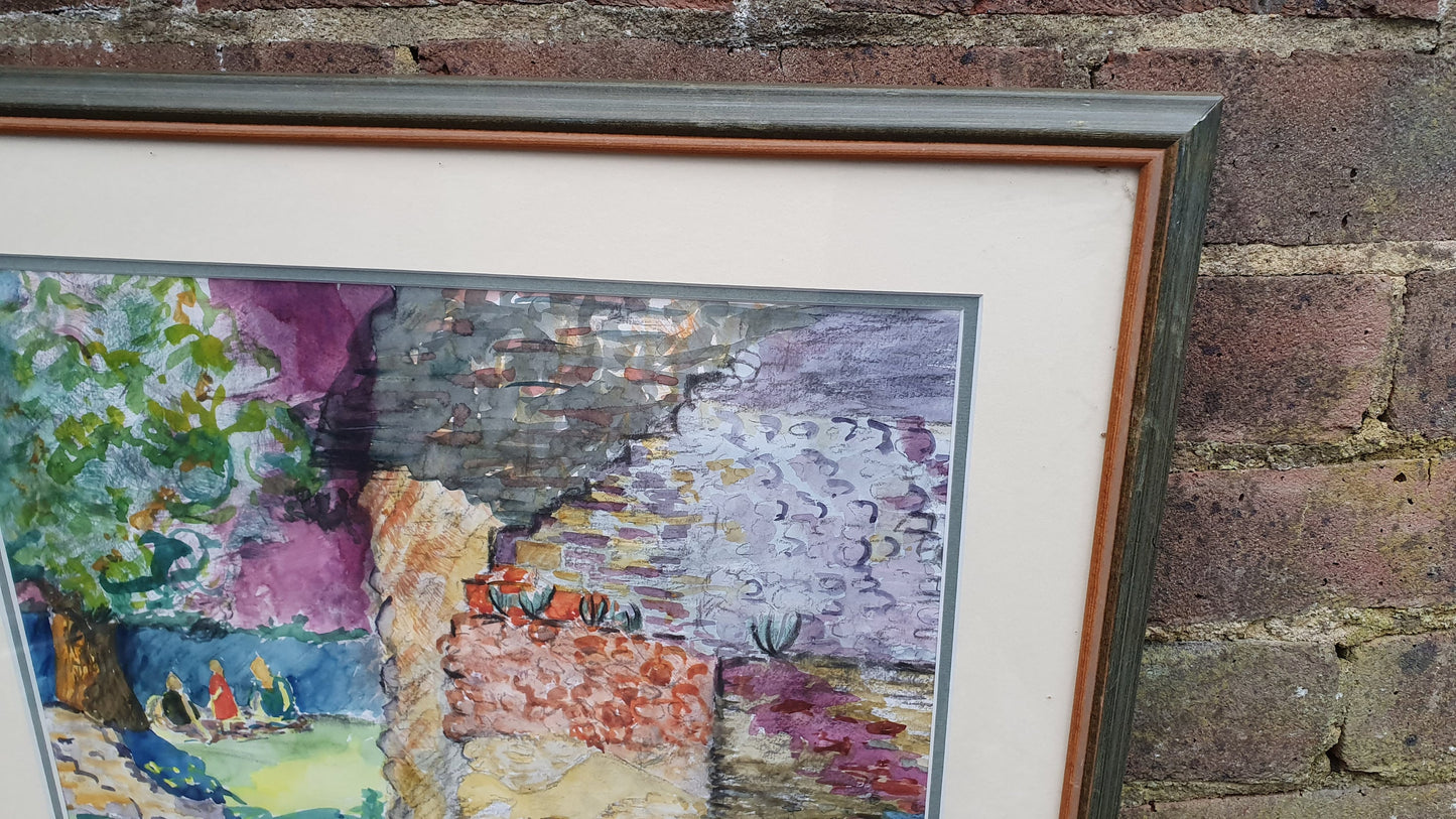 Watercolour 'Picnic at Waverley Abbey' Theresa Dupuis Signed Watercolour Original British Impressionist Artwork Framed