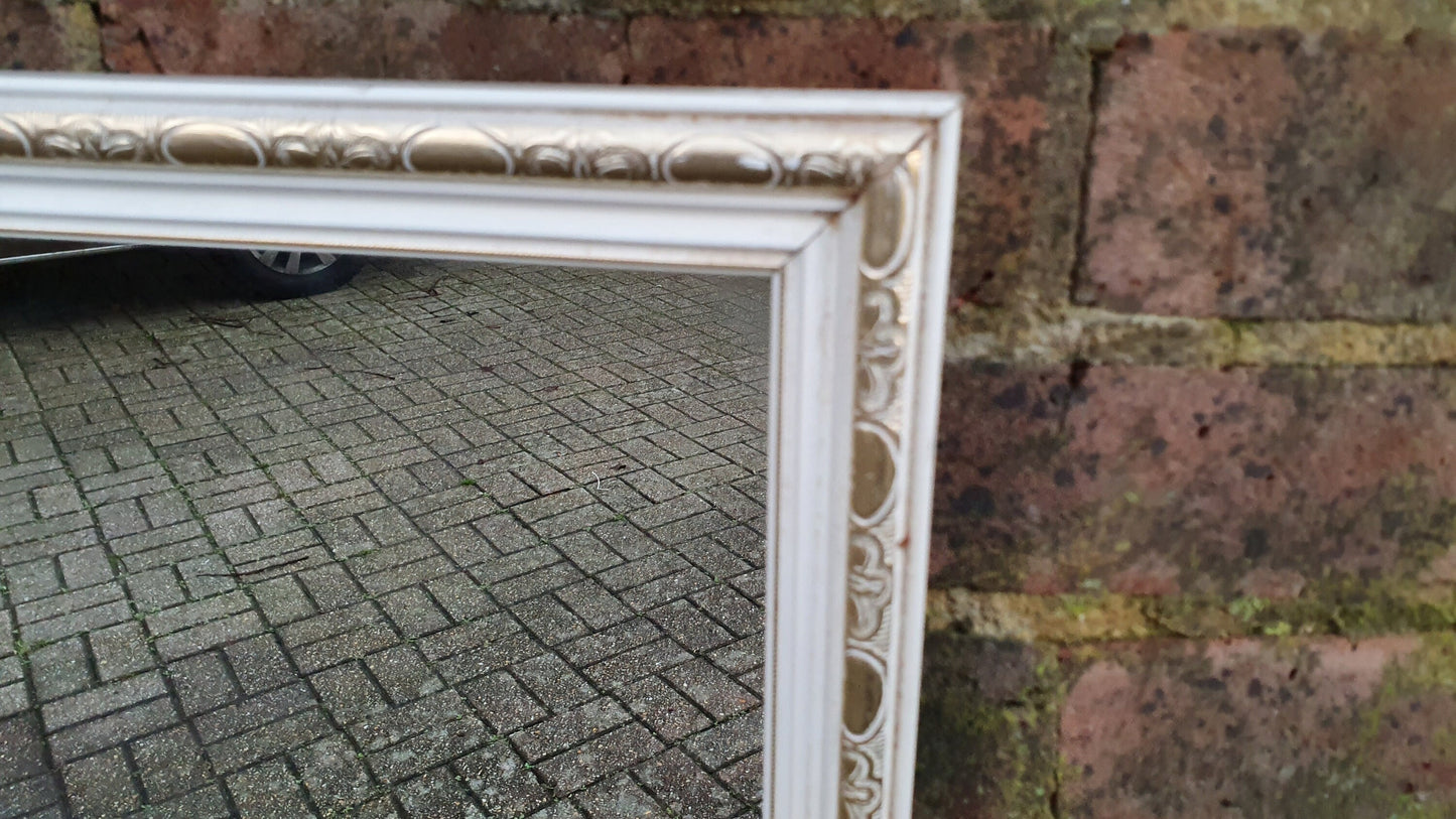 Painted White and Gold 1970’s Wall Mirror Rectangle