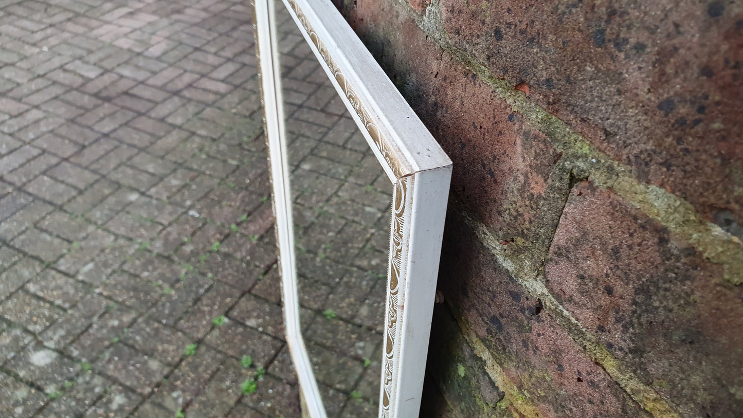 Painted White and Gold 1970’s Wall Mirror Rectangle