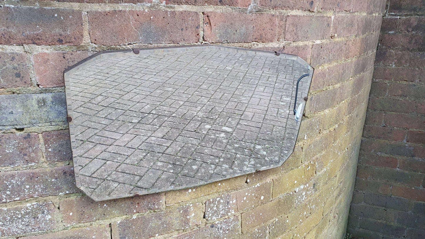 Vintage Retro Shaped Bevelled Wall Mirror 1950's Frameless.