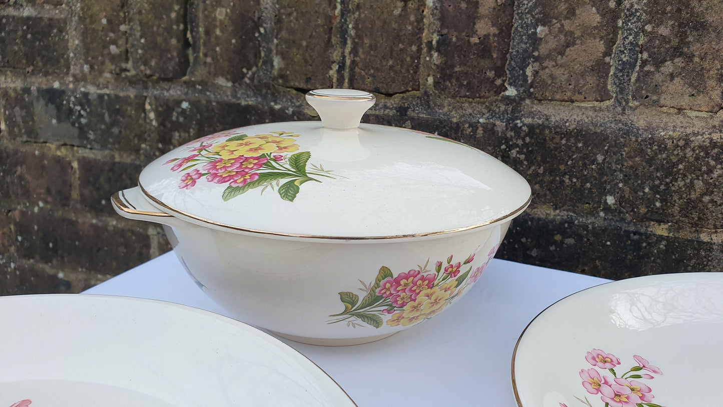 Stunning Vintage Retro Part Floral Dinner Service Meakin ‘Spring Bouquet’