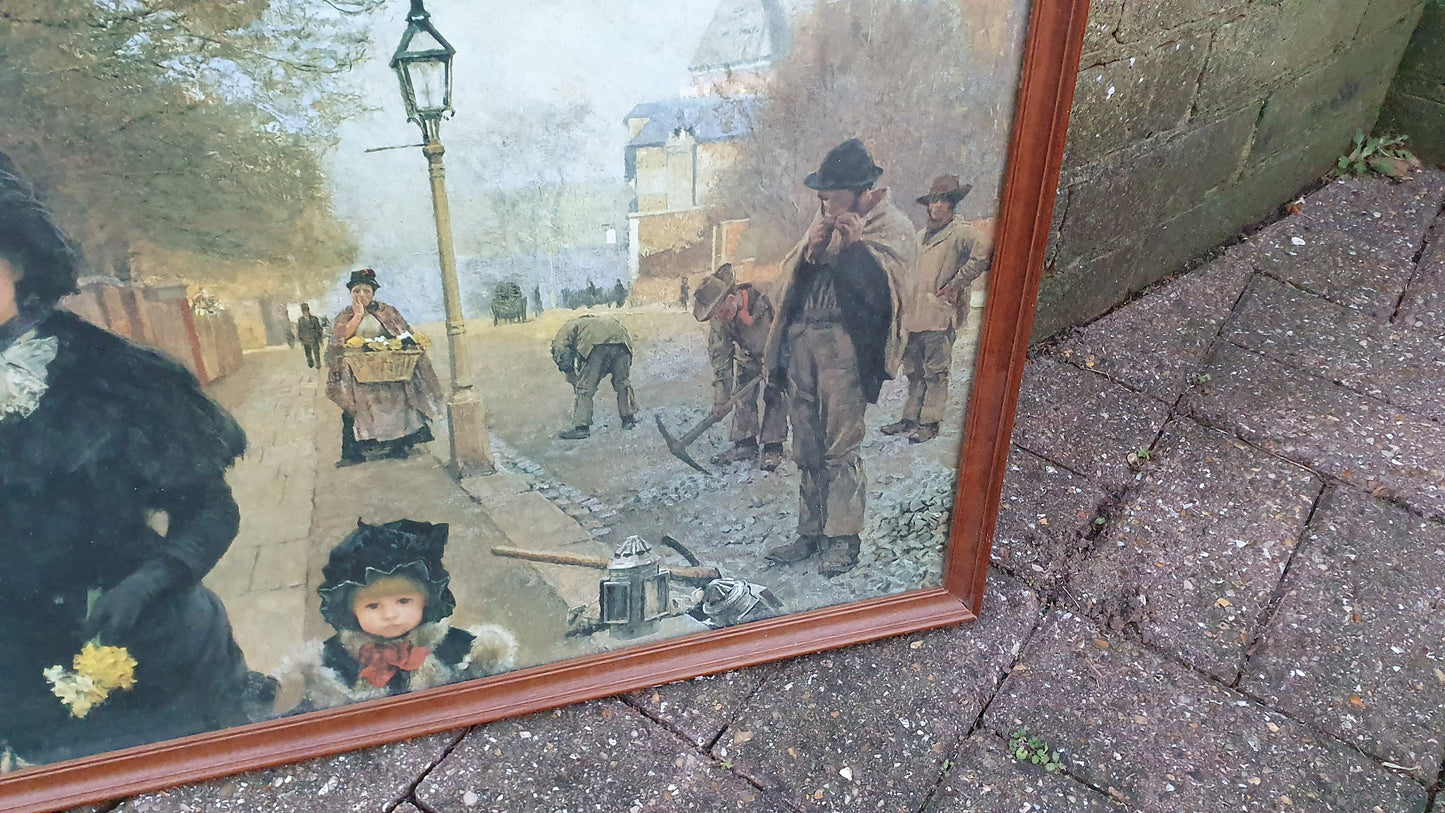 Large 'Spring Morning, Havistock Hill' George Clausen Colour Art Print Victorian Artwork British Vintage Framed 65.5 x 47 cm