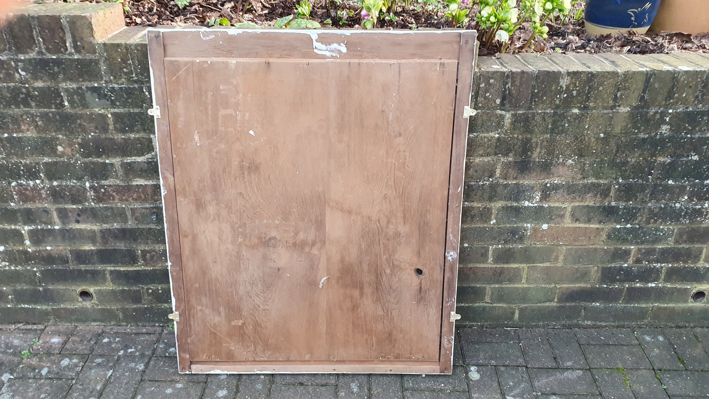 Huge Vintage Wall Mirror in French Chic Light Grey Chalk