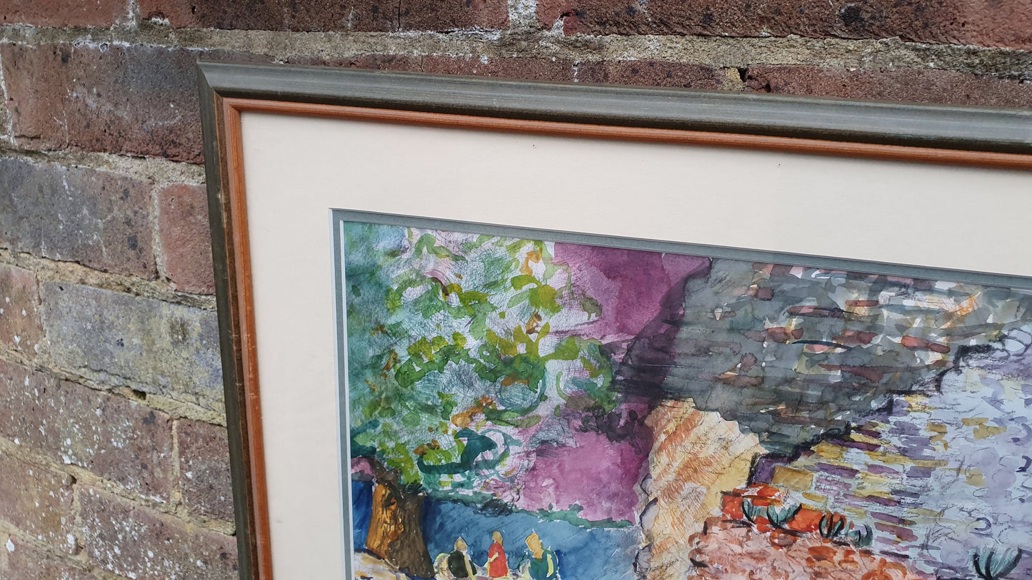 Watercolour 'Picnic at Waverley Abbey' Theresa Dupuis Signed Watercolour Original British Impressionist Artwork Framed