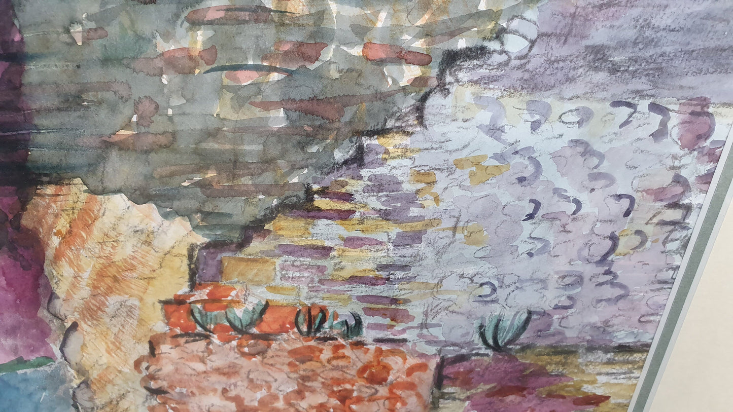 Watercolour 'Picnic at Waverley Abbey' Theresa Dupuis Signed Watercolour Original British Impressionist Artwork Framed