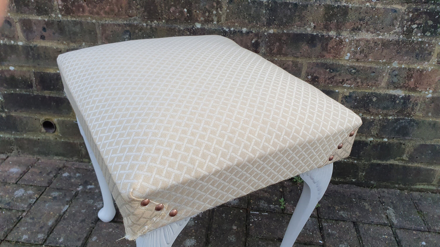Vintage Upholstered Kitsch Plastic Cabriole Legs in Farrow and Ball White Eggshell