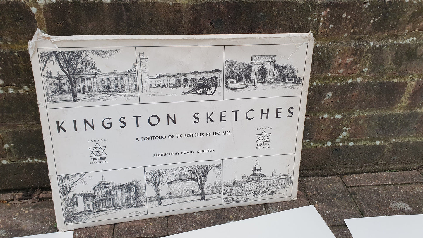 Kingston Ontario Canada Leo Mes Sketches Portfolio Centenary 1967 Prints Historical Etching Black & White