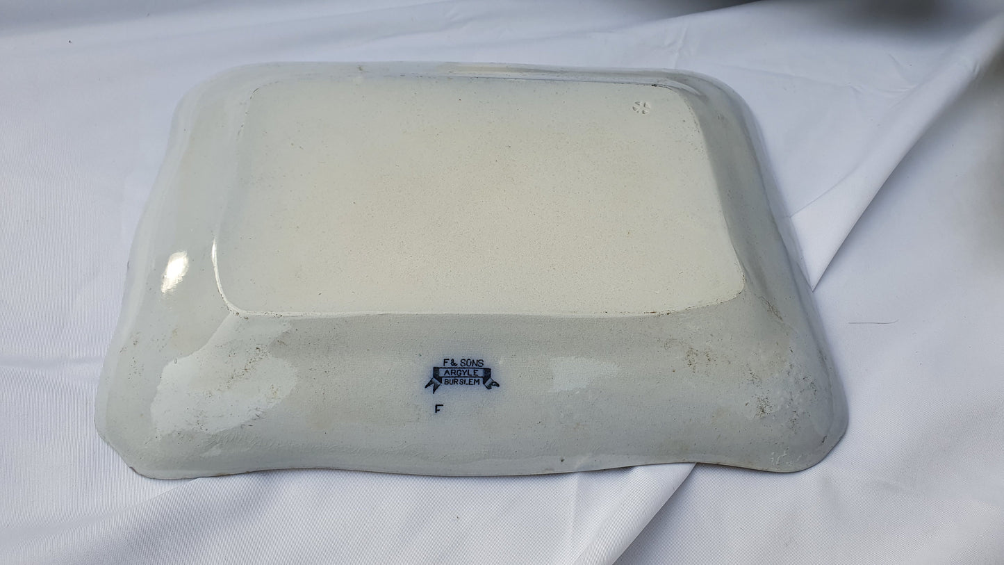 5 Stunning Set Victorian Serving Meat Platers Plates Blue and White F and Sons Argyle Burslem