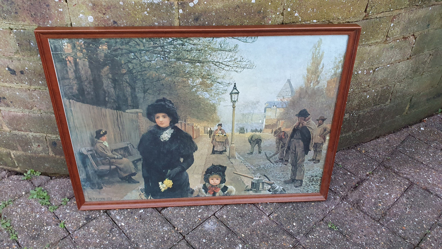 Large 'Spring Morning, Havistock Hill' George Clausen Colour Art Print Victorian Artwork British Vintage Framed 65.5 x 47 cm