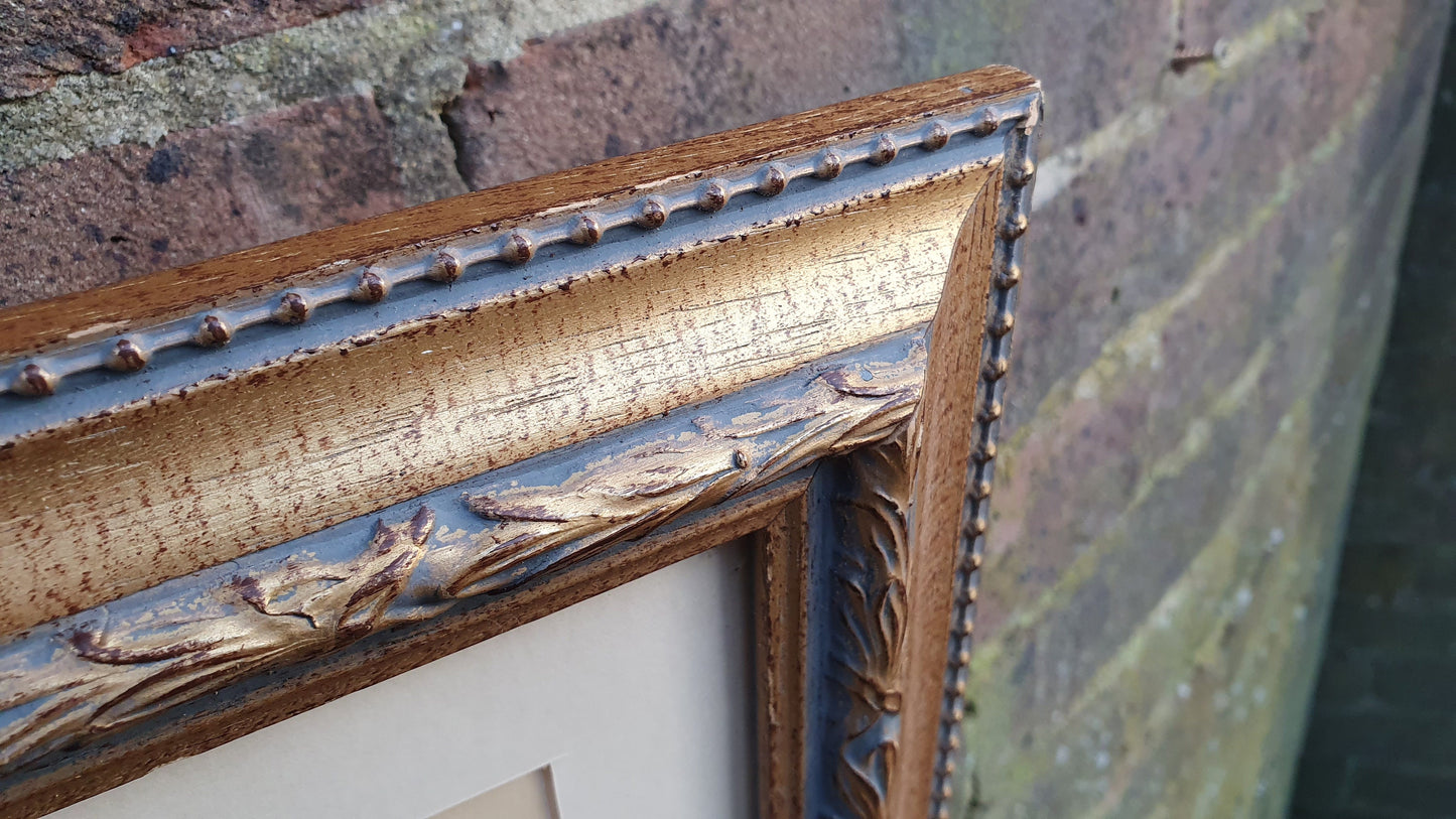 Scottish Loch Original Vintage Watercolour Painting English Lake Patterned Gilt Frame