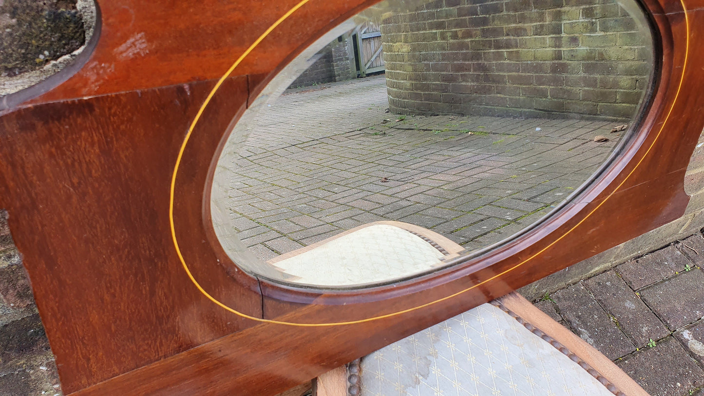 Early 20th Century Shaped Vintage Mahogany Wall Mirror