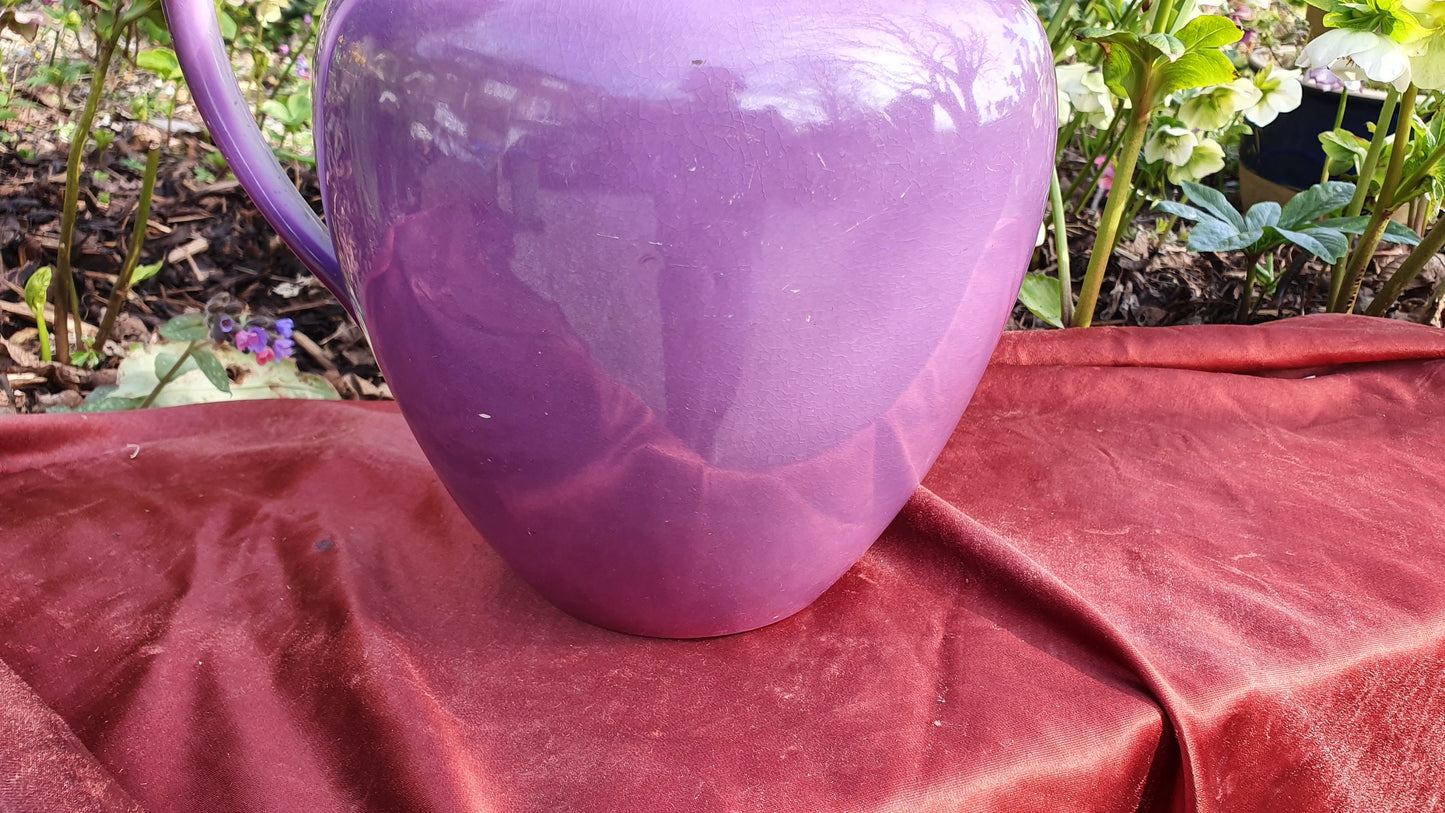 Huge Mauve Vintage Ewer Jug From Basin Set Ceramic Jug 1920’s.