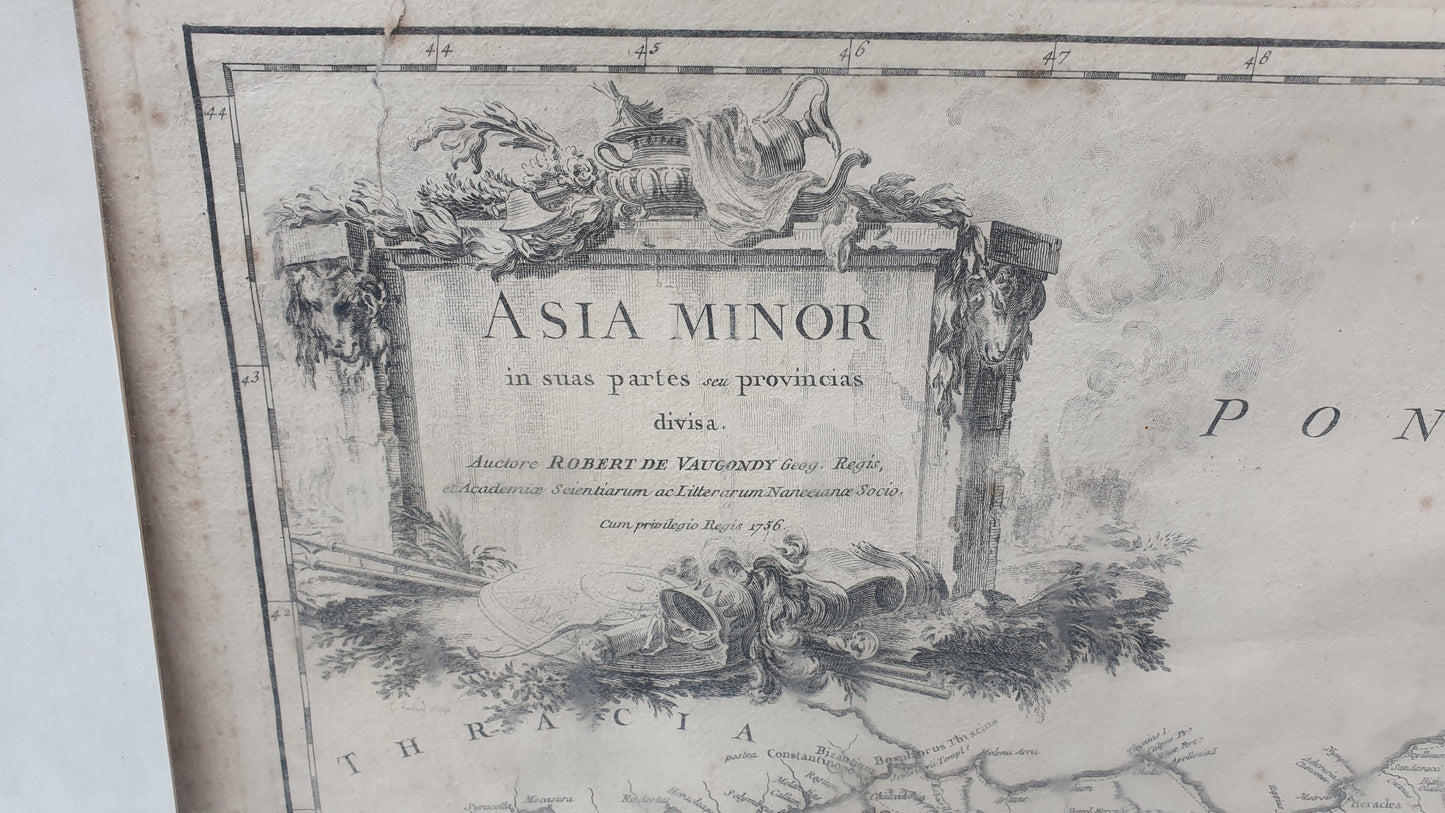 Huge Asia Minor Antique Georgian 1756 Map Anatolia Turkey Historical Cartography Engraving Mounted 84 x 59 cm 84 x 59 cm