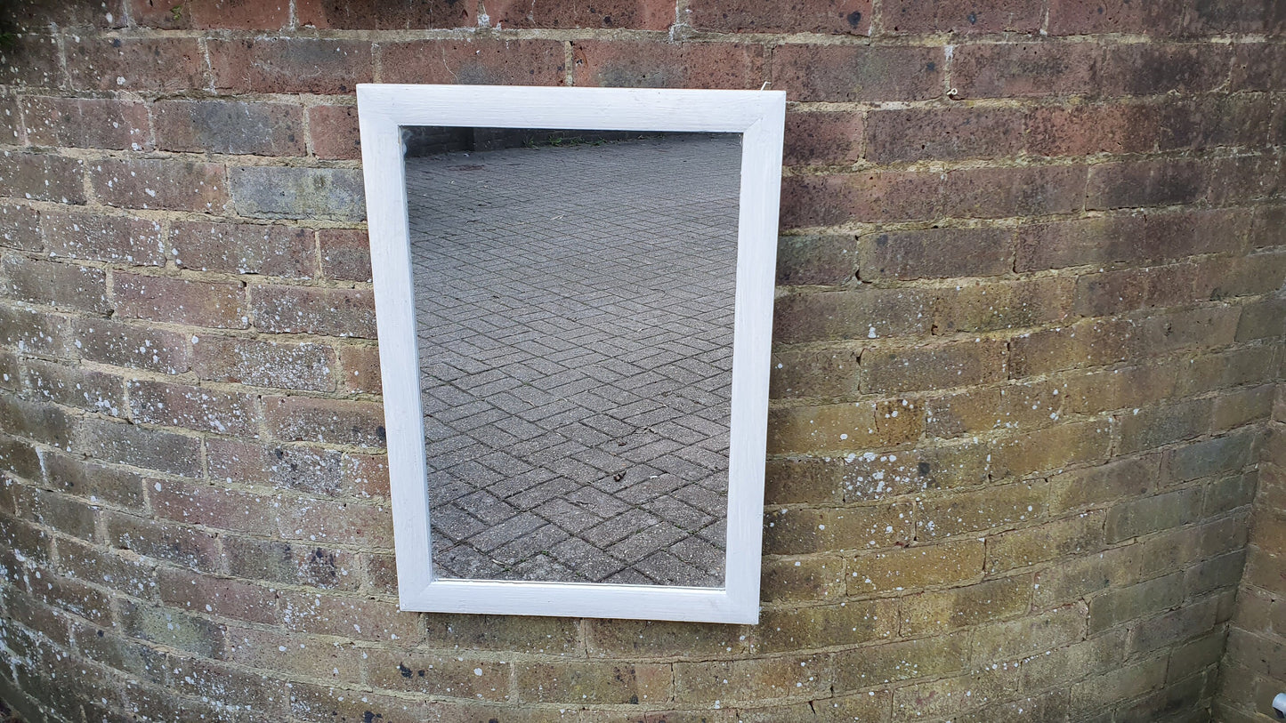 Unique Hand Painted Bespoke Mirror in Farrow and Ball White and French Chic Grey