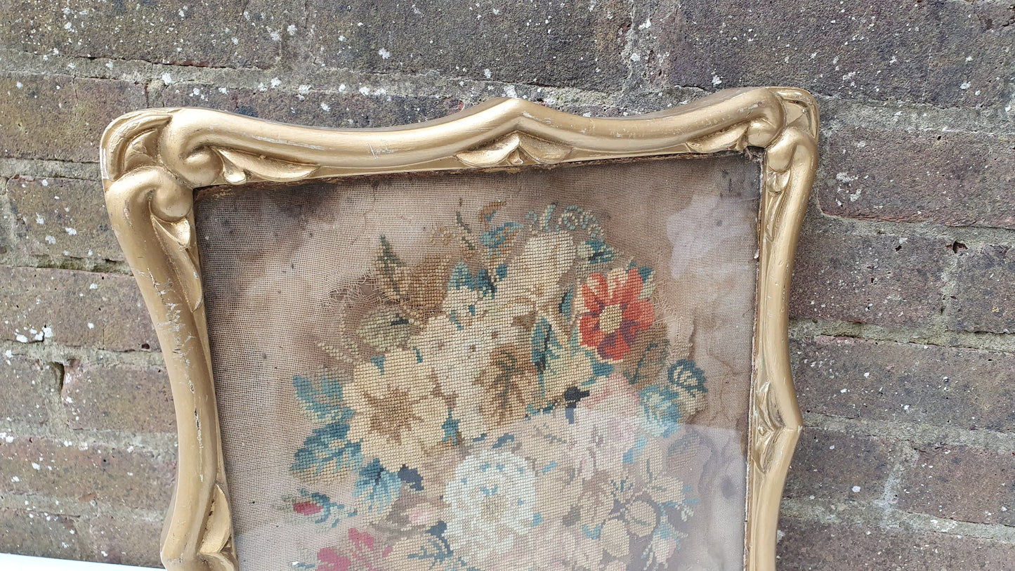 Antique Floral Tapestry Flowers Thick Deep Gilt Gold Wood Frame Upcycling Art Project