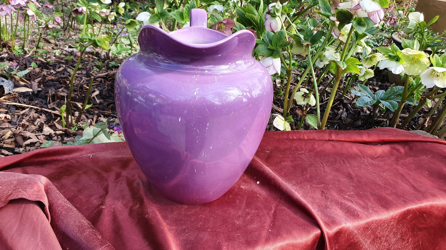 Huge Mauve Vintage Ewer Jug From Basin Set Ceramic Jug 1920’s.