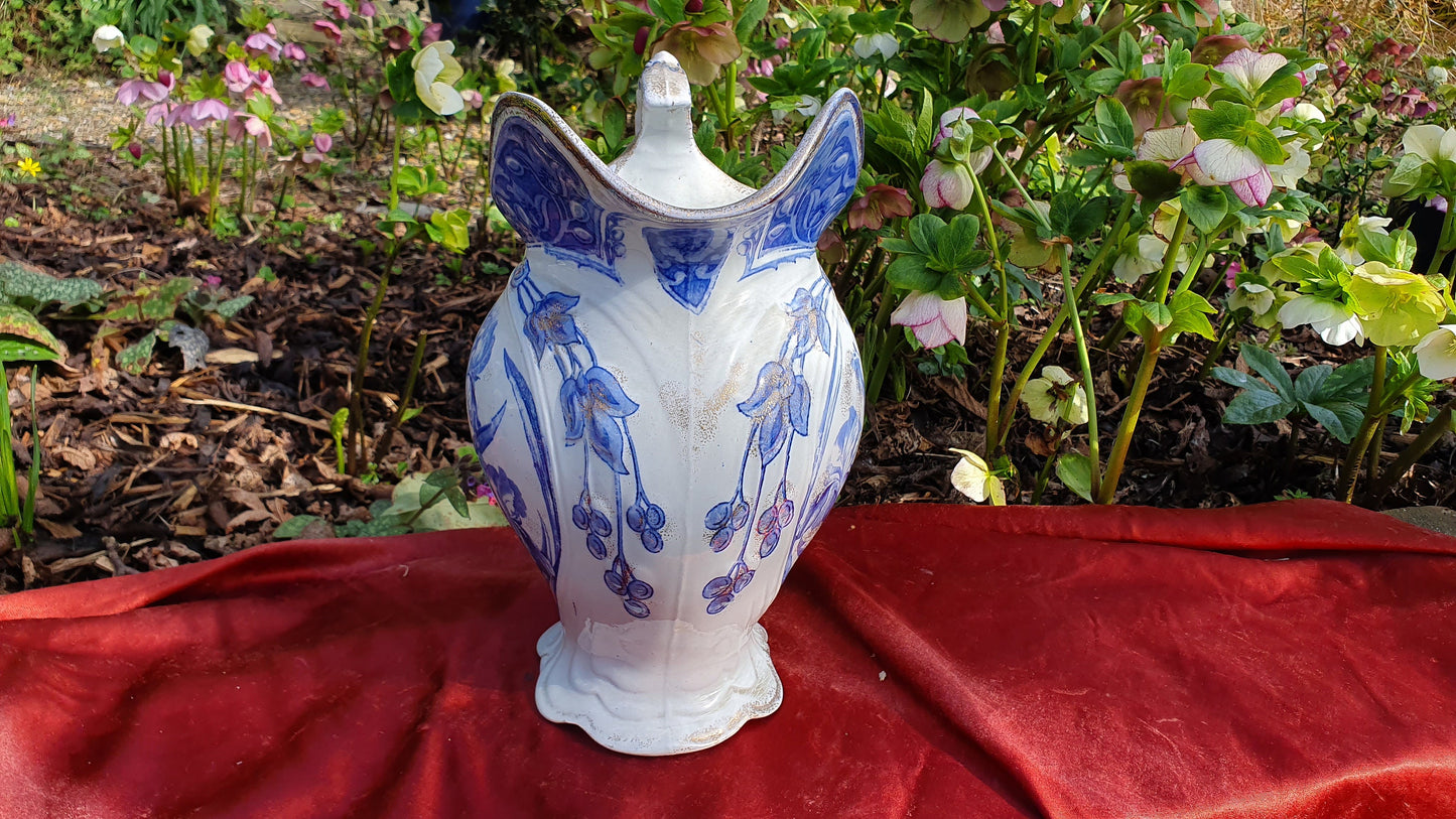Superb Huge Blue and White Vintage White Ewer Jug From Basin Set Victorian ‘Swinnertons’ Flower Floral Ceramic Jug