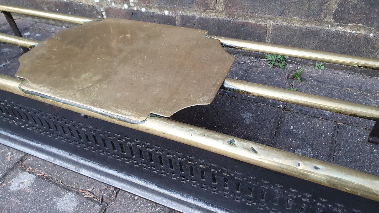Large Victorian Brass and Iron Fender Fire Curb Fireplace