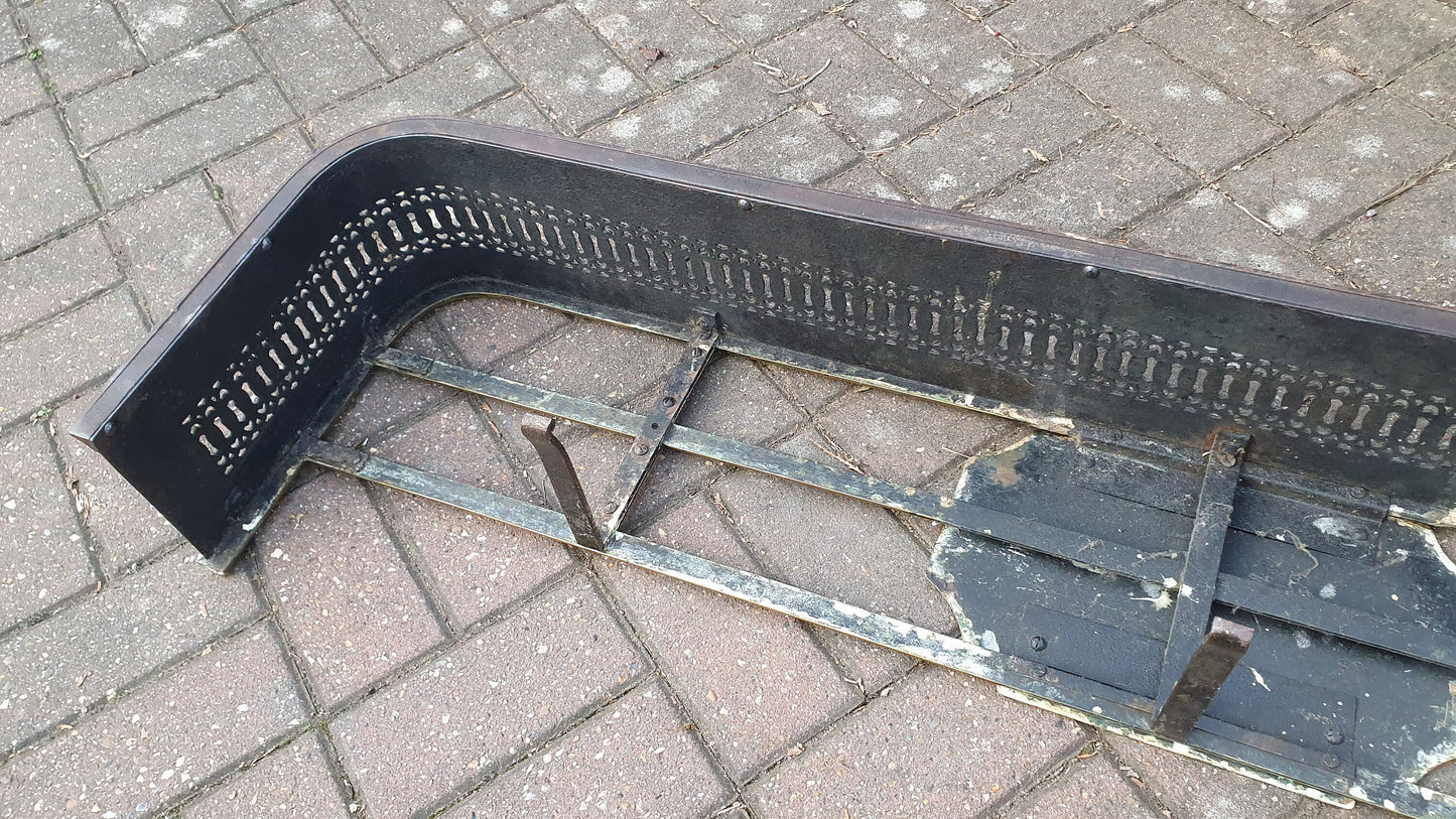 Large Victorian Brass and Iron Fender Fire Curb Fireplace