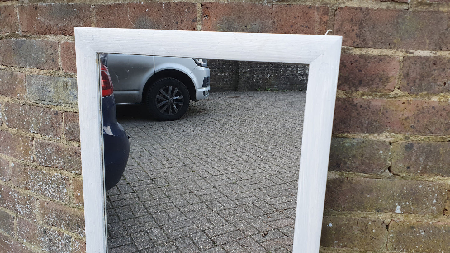 Unique Hand Painted Bespoke Mirror in Farrow and Ball White and French Chic Grey