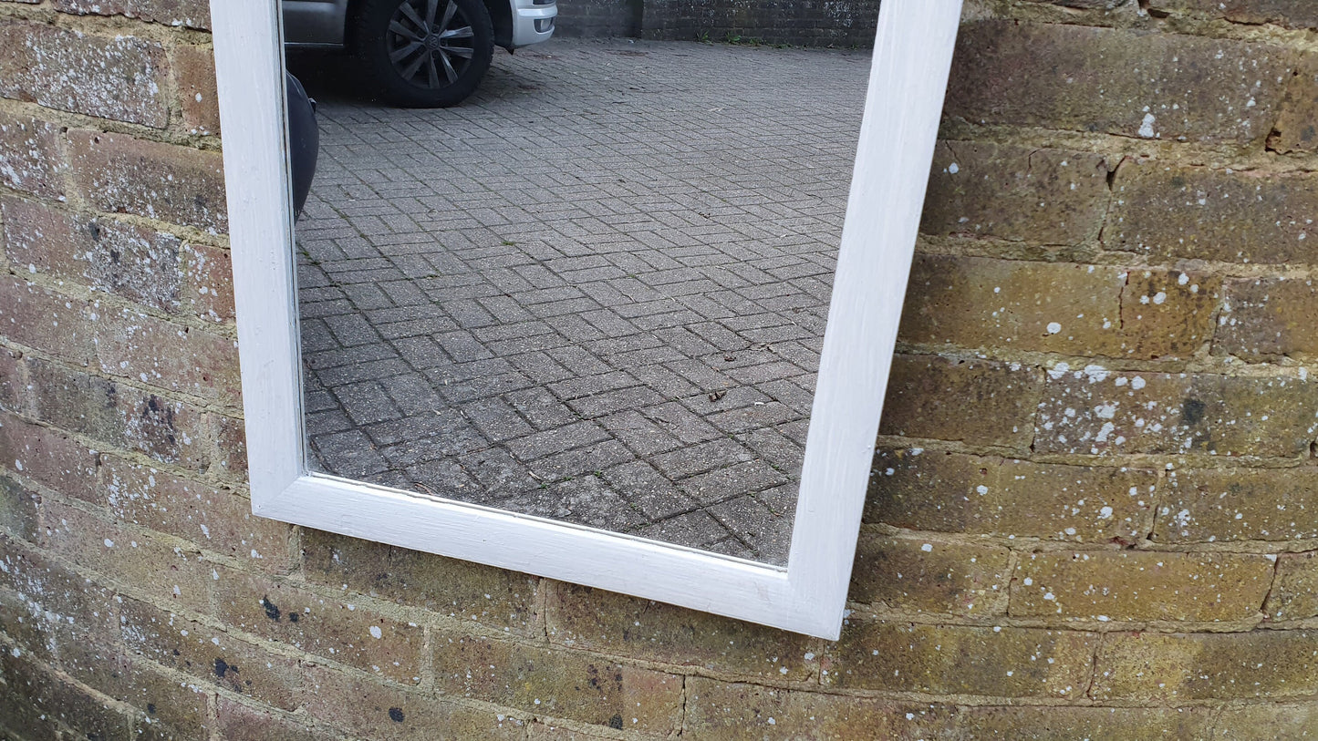 Unique Hand Painted Bespoke Mirror in Farrow and Ball White and French Chic Grey