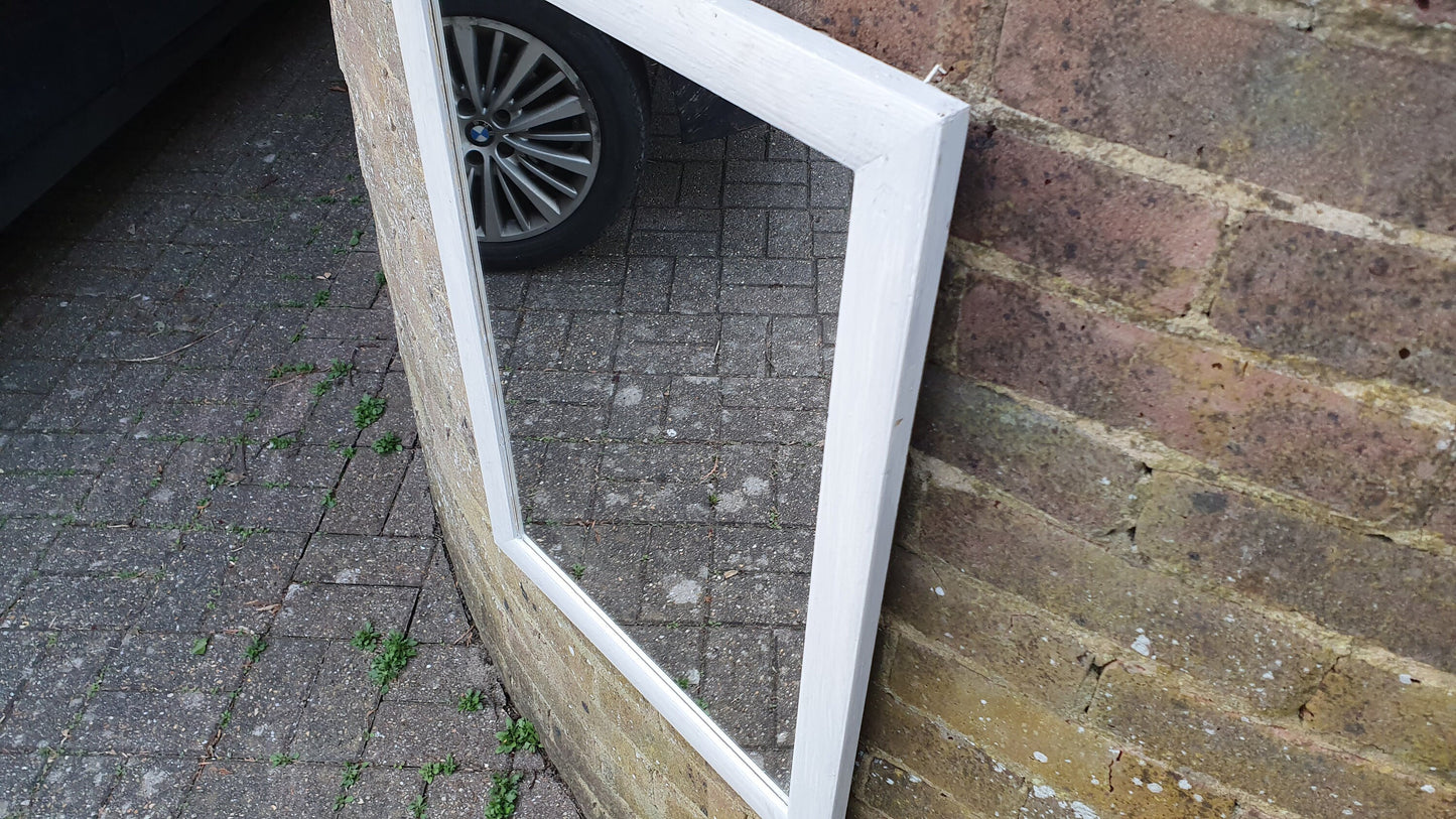 Unique Hand Painted Bespoke Mirror in Farrow and Ball White and French Chic Grey