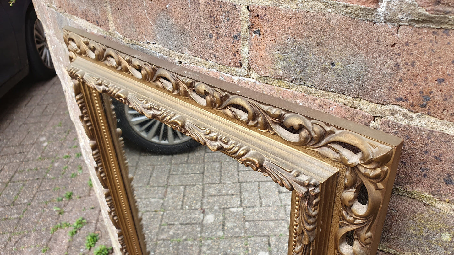 Large Kitsch 70’s Vintage Retro Mirror Gold Gilt Composite 66x50 cm