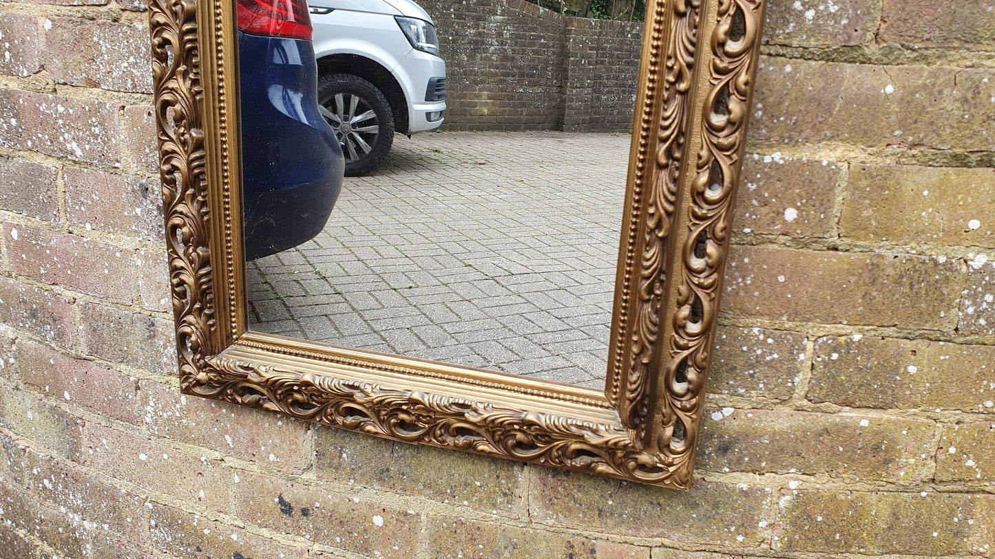 Large Kitsch 70’s Vintage Retro Mirror Gold Gilt Composite 66x50 cm