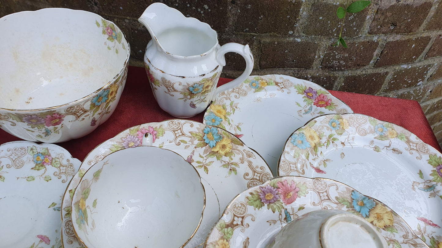 Vintage Genuine Victorian Large Tea Set Cake Sandwich Tea Party. E Hughes and Co