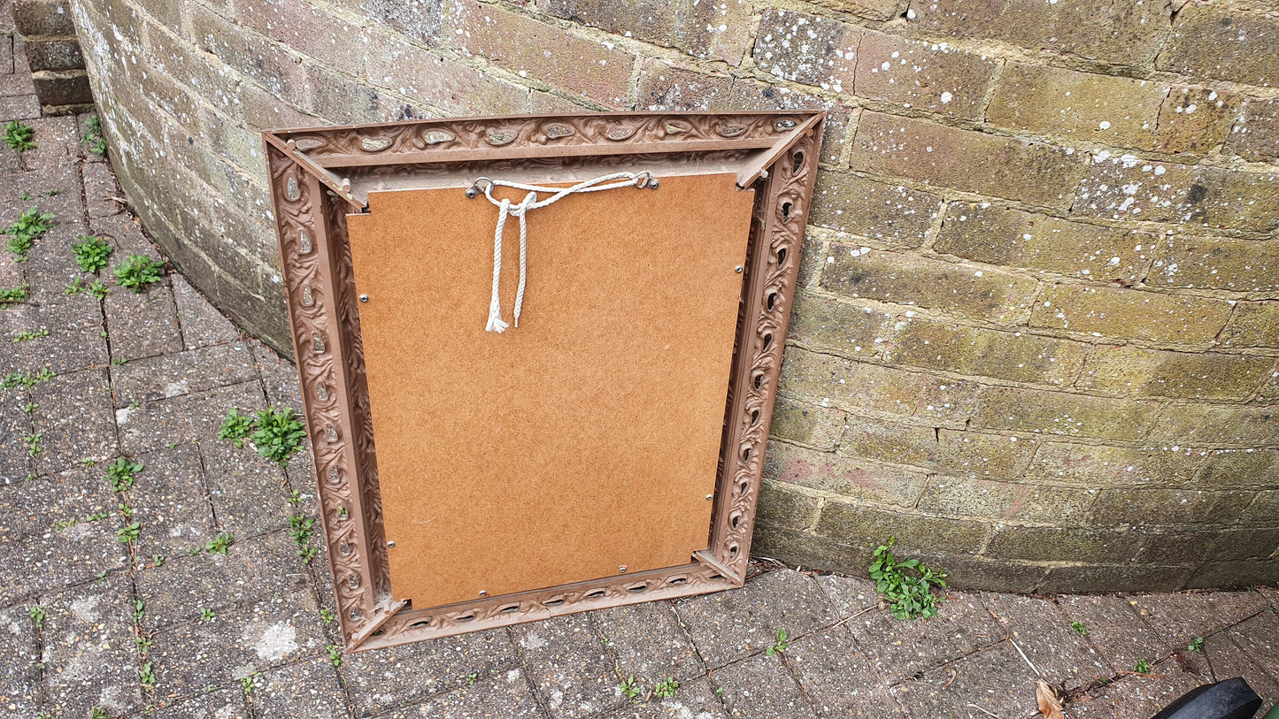Large Kitsch 70’s Vintage Retro Mirror Gold Gilt Composite 66x50 cm