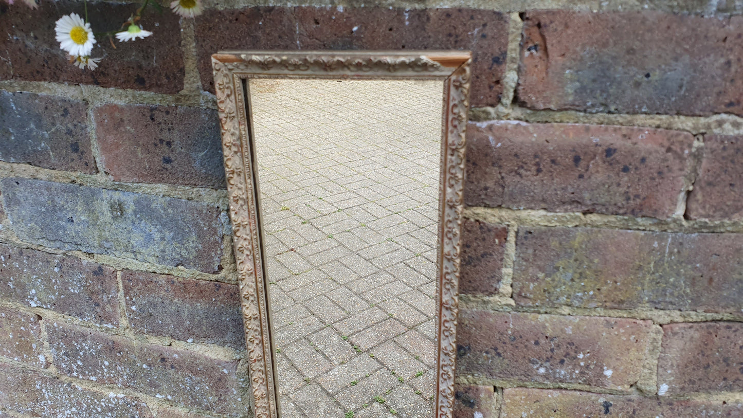 Vintage Painted Cream and Gold Long Wall Mirror.