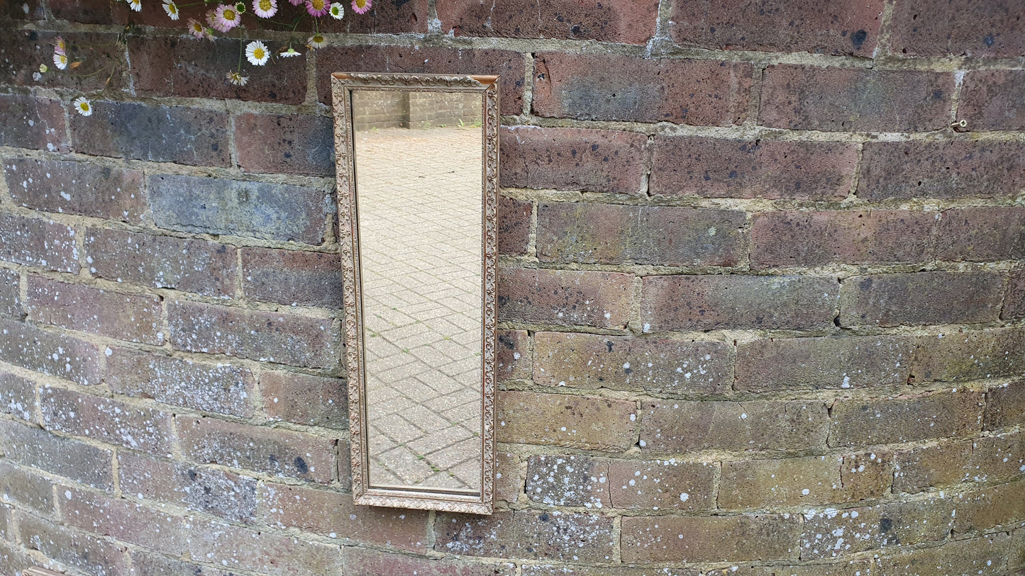 Vintage Painted Cream and Gold Long Wall Mirror.