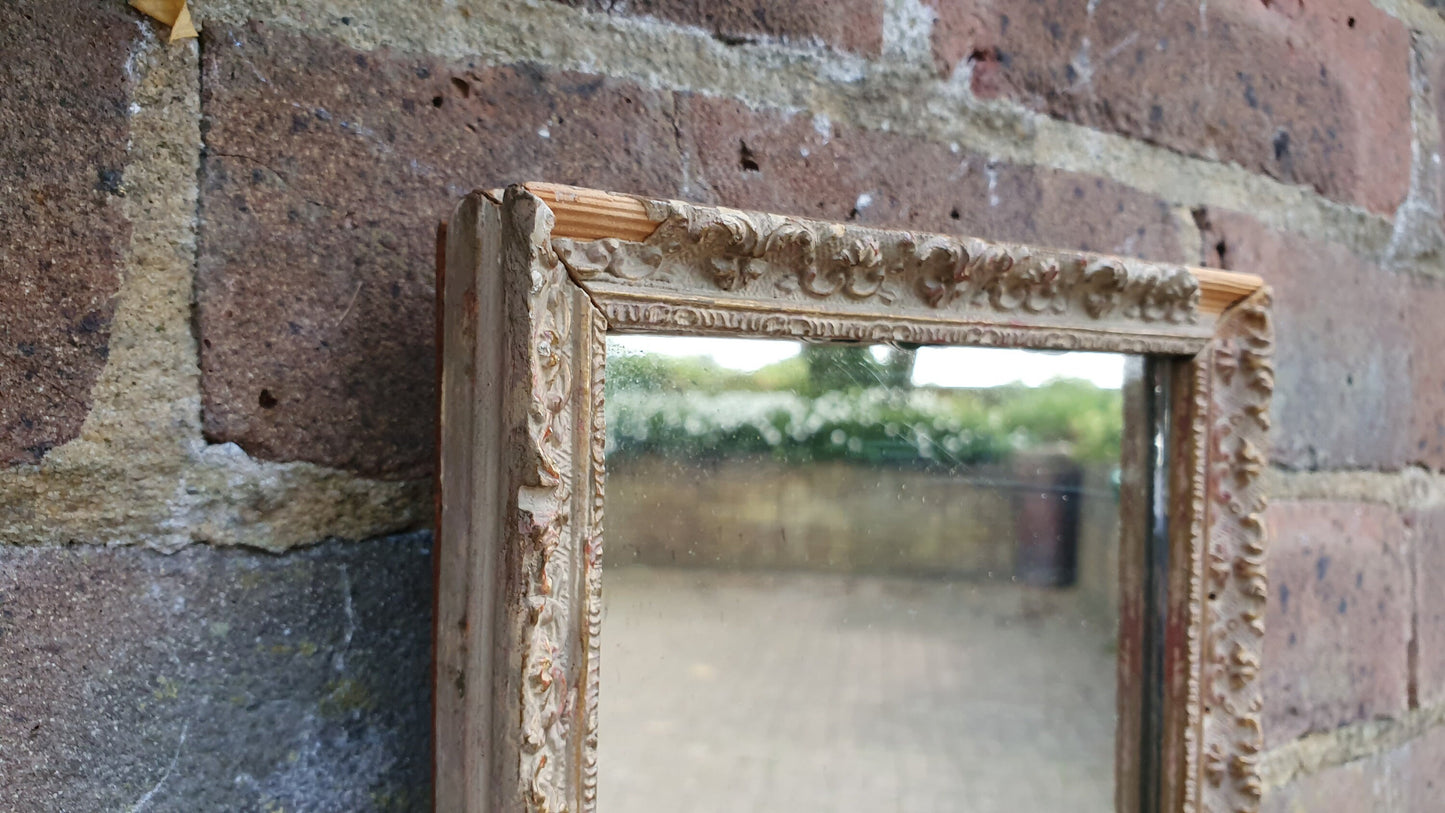 Vintage Painted Cream and Gold Long Wall Mirror.